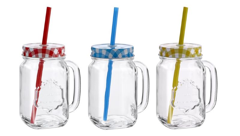 COUNTRY VRČ 480ml S POKROVOM IN SLAMICO